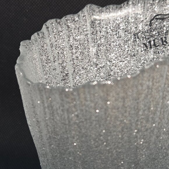Murano Glass Hand Made in Italy Asymmetrical Vase - Silver Glitter - Picture 2 of 8